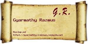Gyarmathy Razmus névjegykártya